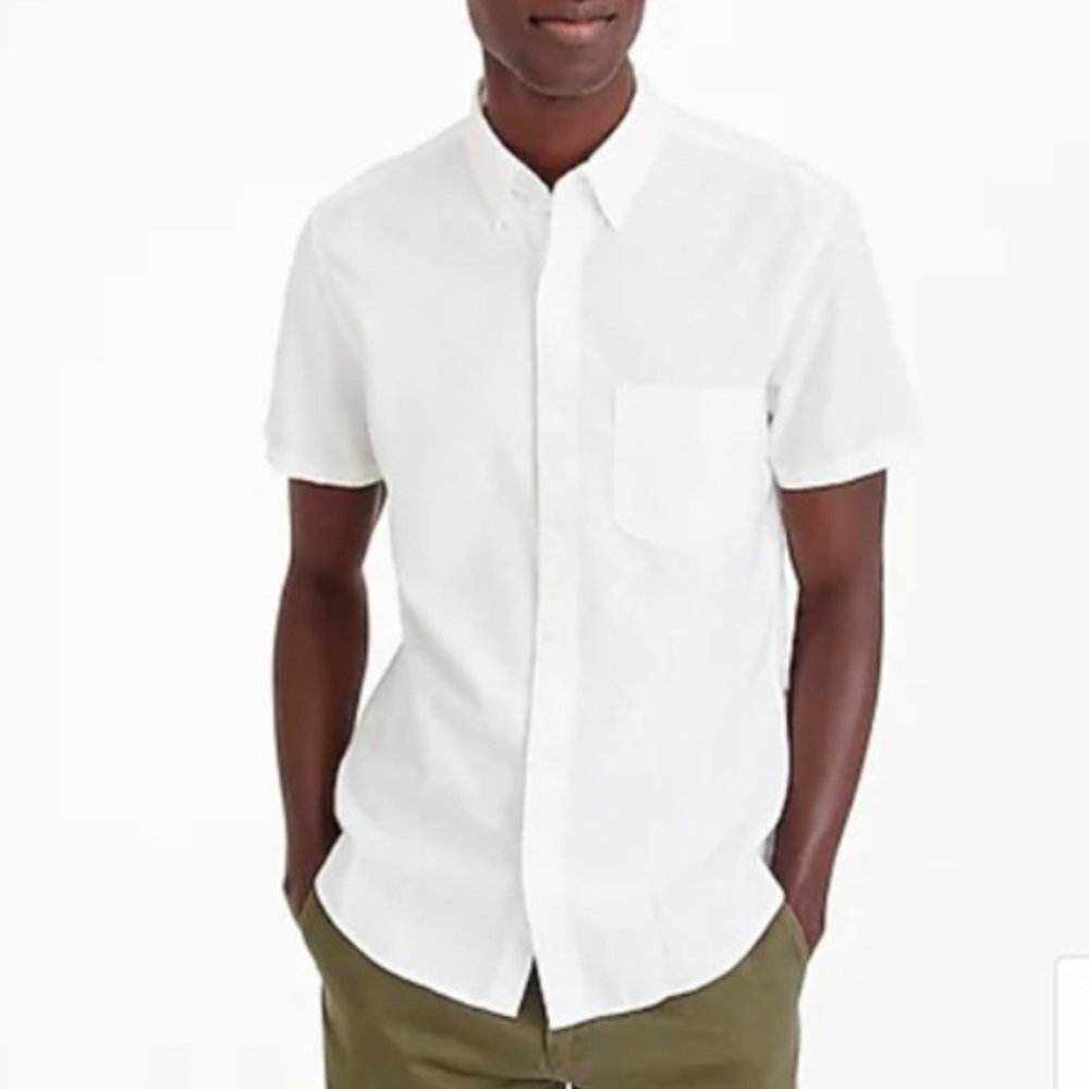J Crew Mens White Slim short-sleeve oxford shirt H4813 Size XXL